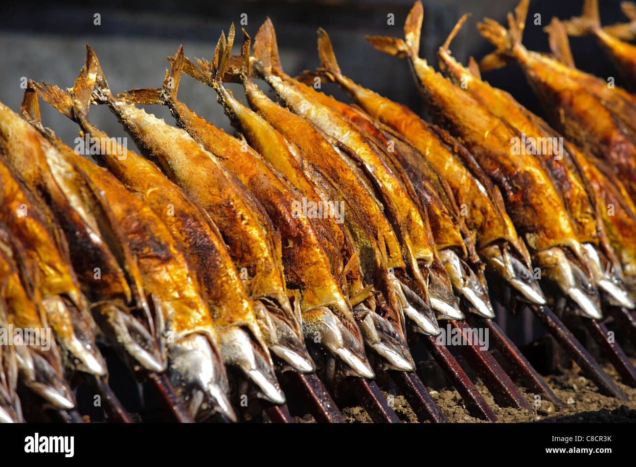 world famous Oktoberfest in Munich, Germany, with grilled fish Stock Photo