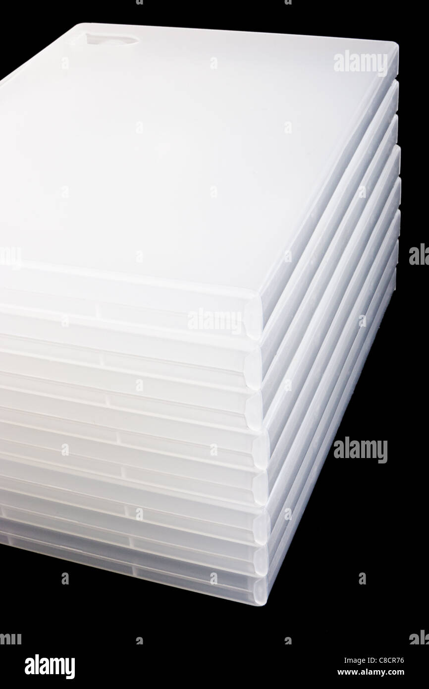 Stack of standard plastic DVD cases Stock Photo Alamy
