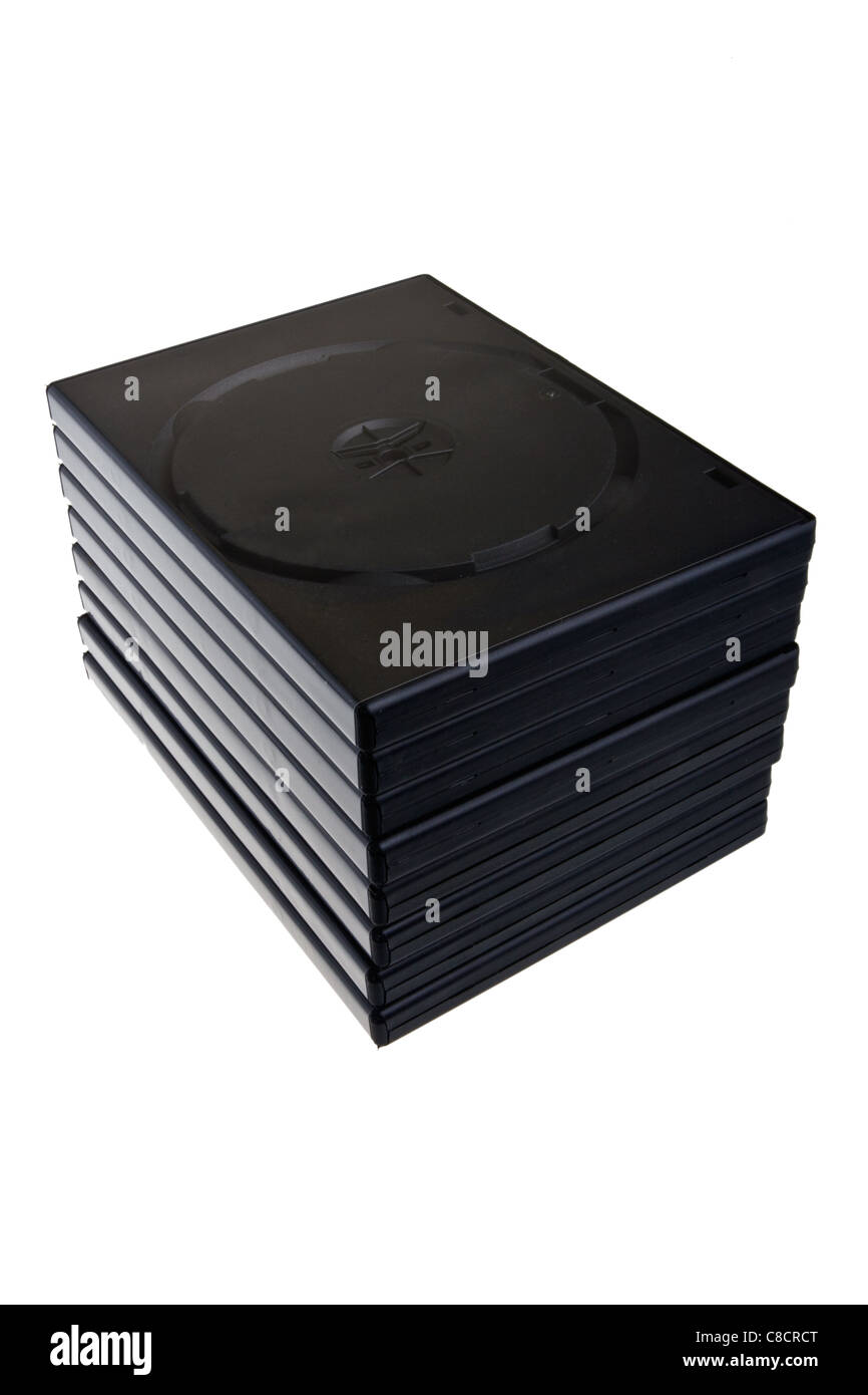 Stack of standard plastic DVD cases Stock Photo Alamy