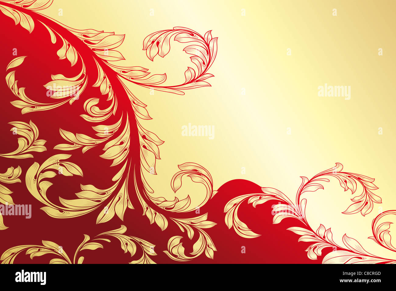Classical Floral Engraving Card Template With Flower Pattern In Red On Gold And Gold On Red With Place For Text Stock Photo Alamy
