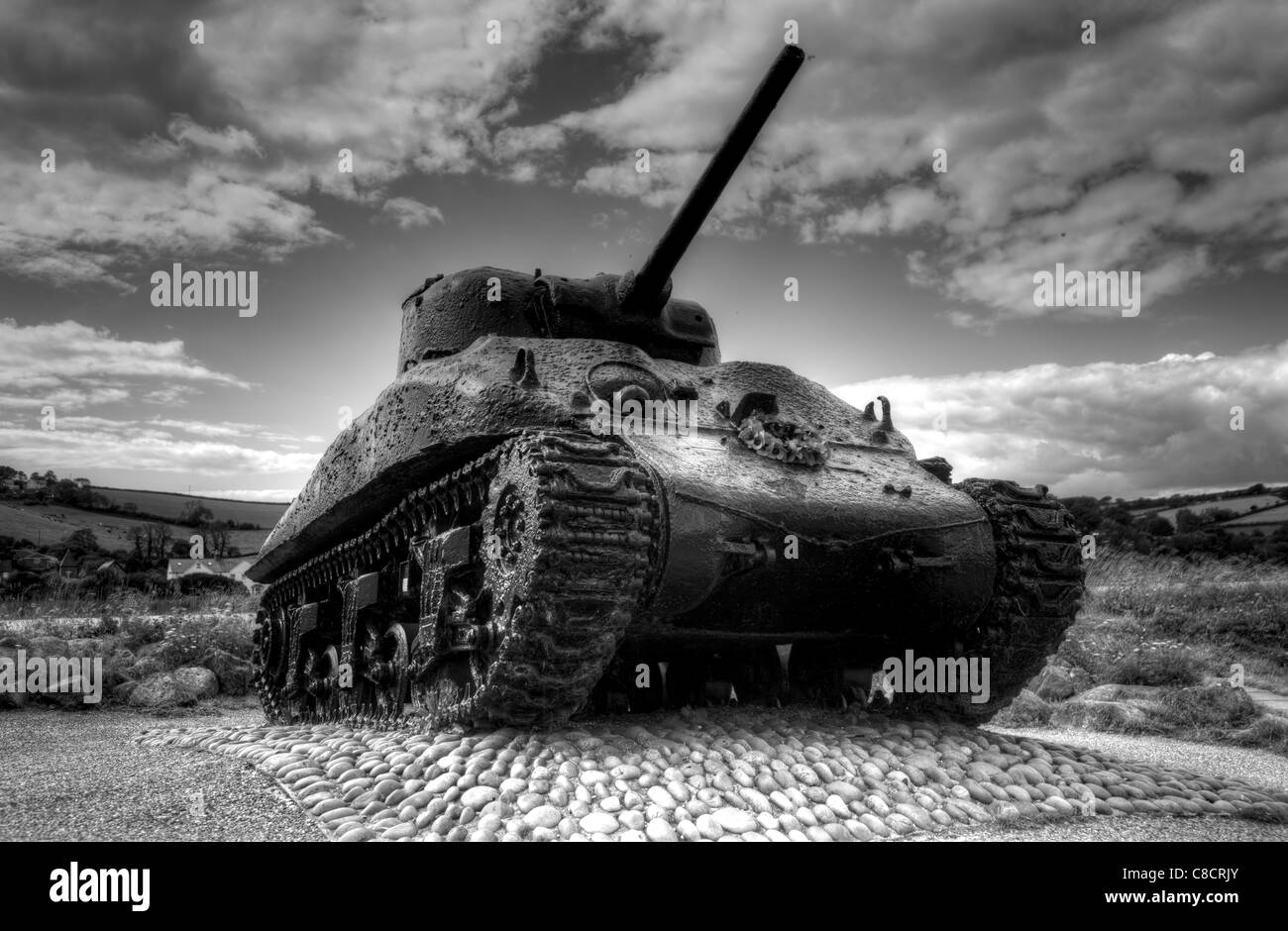 World War II American Sherman tank at Slapton Sands Devon UK Stock Photo