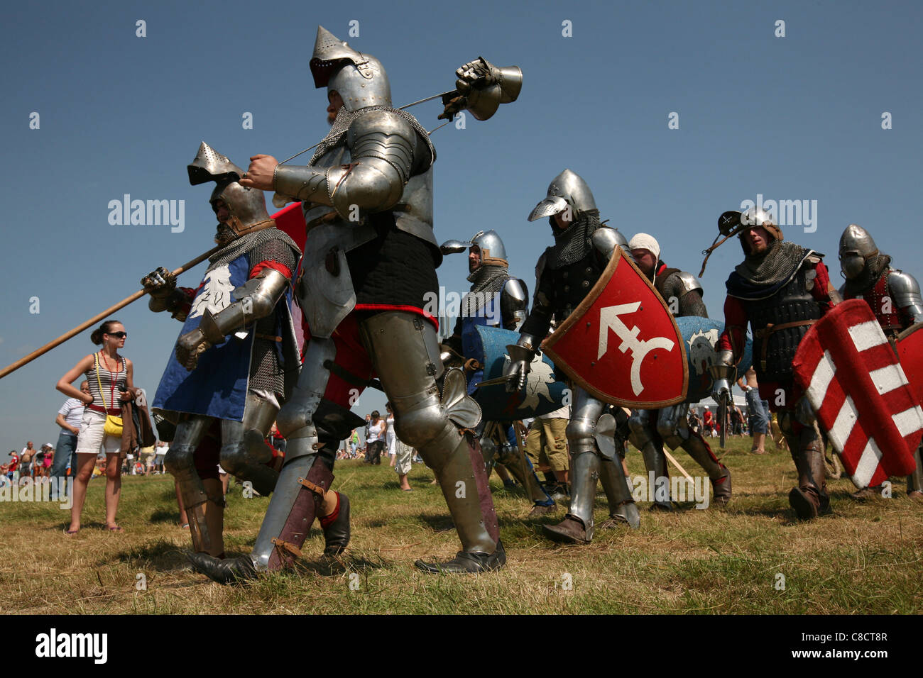 Re-enactment of the Battle of Grunwald (1410) in Northern Poland. Stock Photo
