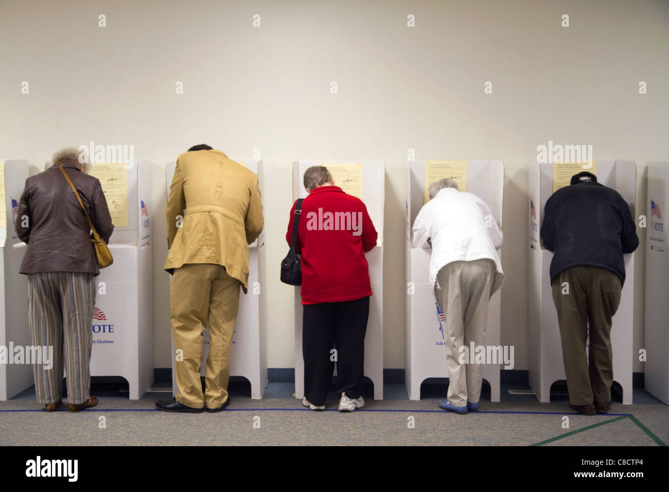 American citizens voting on election day in Boise, Idaho, USA. Stock Photo