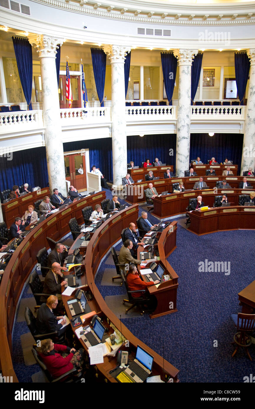 Idaho House of Representatives in session at the Idaho State Capitol building located in Boise, Idaho, USA. Stock Photo