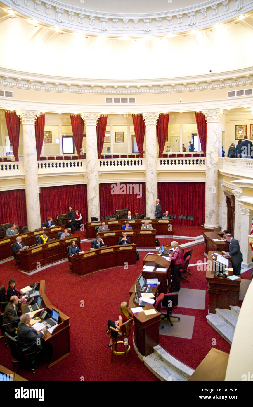 Idaho Senate in session at the Idaho State Capitol building located in Boise, Idaho, USA. Stock Photo