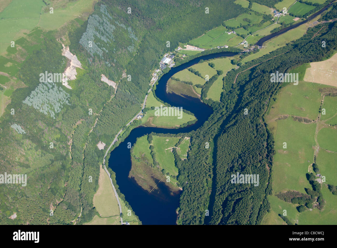Aerial view of Cwm Rheidol reservoir Near Devils Bridge Ceredigion Mid Wales UK Stock Photo