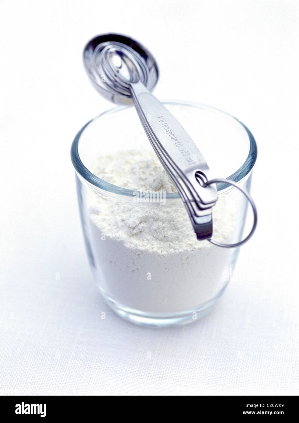 measuring spoons on glass of flour Stock Photo - Alamy