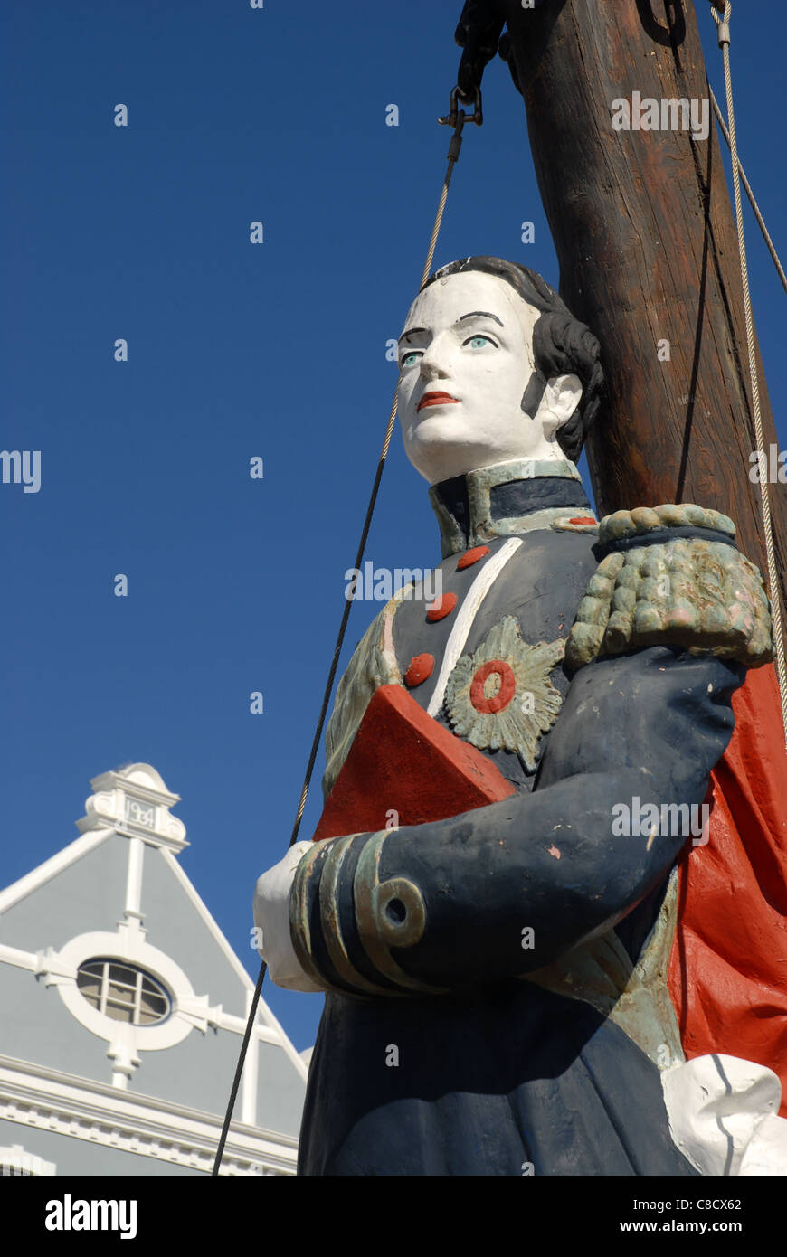 figurehead of ship & African Trading Port, V&A Waterfront, Cape Town, Western Cape, South Africa Stock Photo