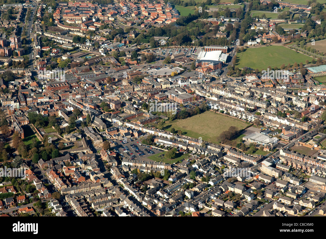 Newmarket town from the air Stock Photo