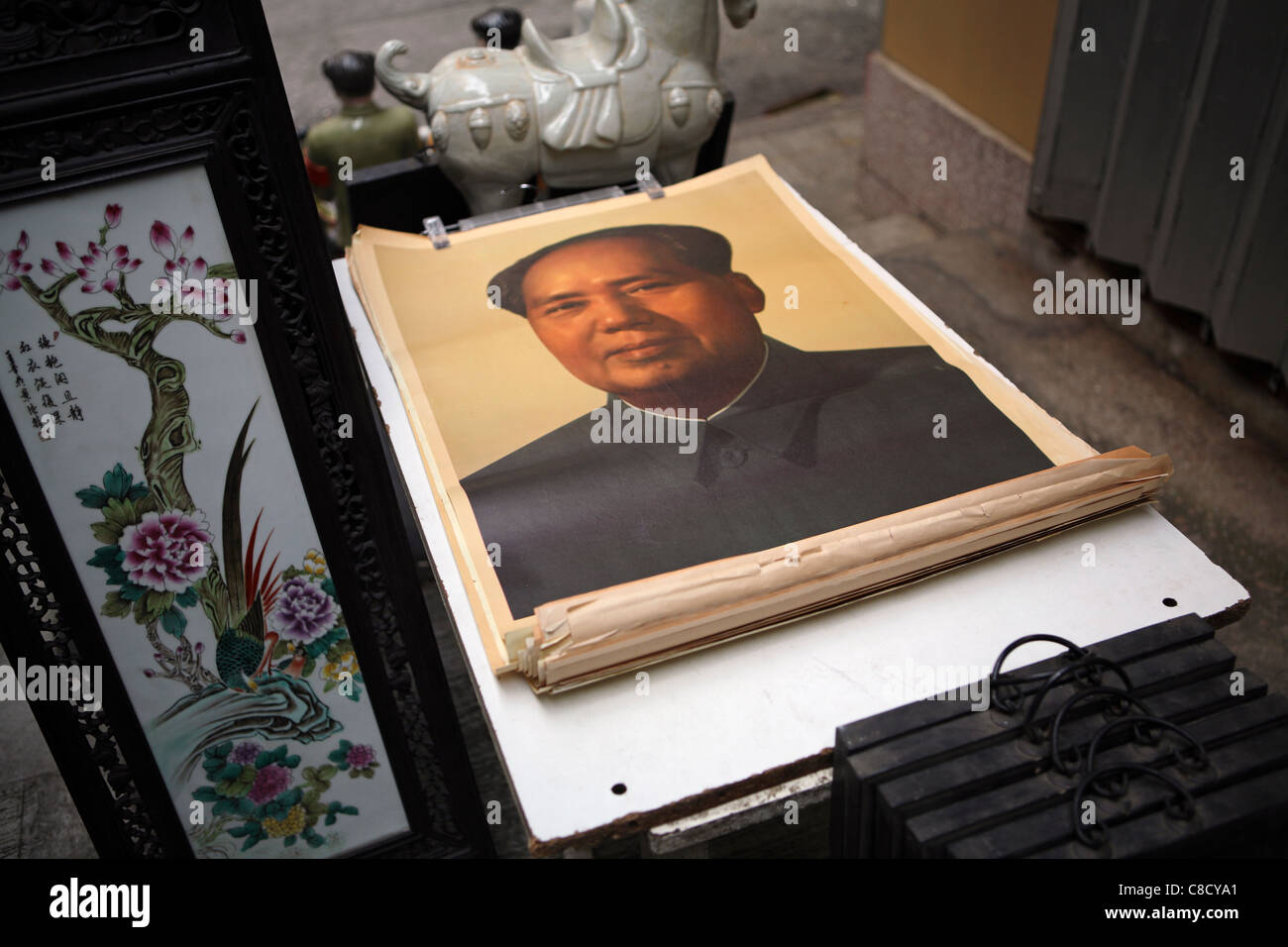 Image of Mao Tse-tung for sale - Street Market, Kowloon, China - Hong Kong Stock Photo