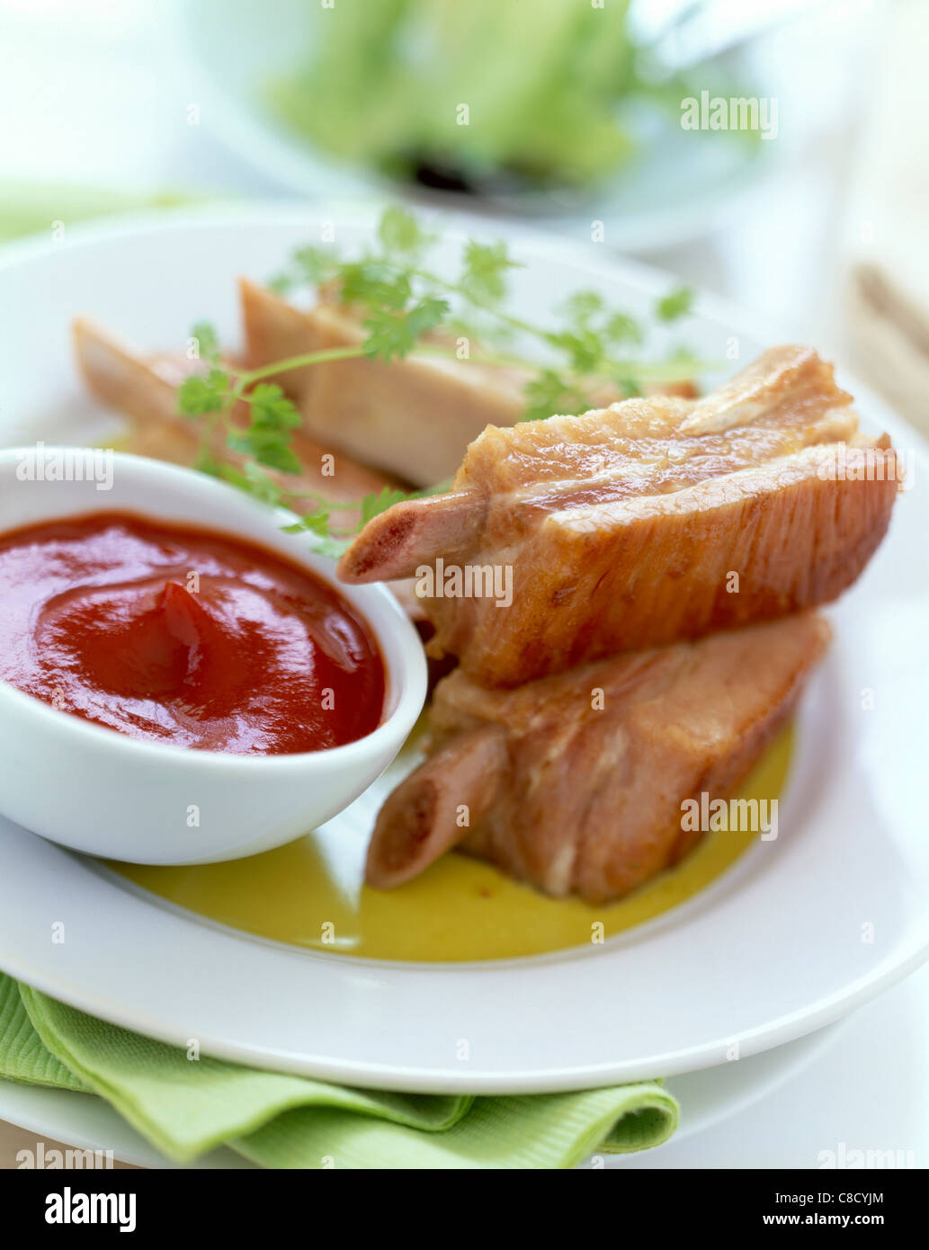 spare ribs and ketchup Stock Photo Alamy
