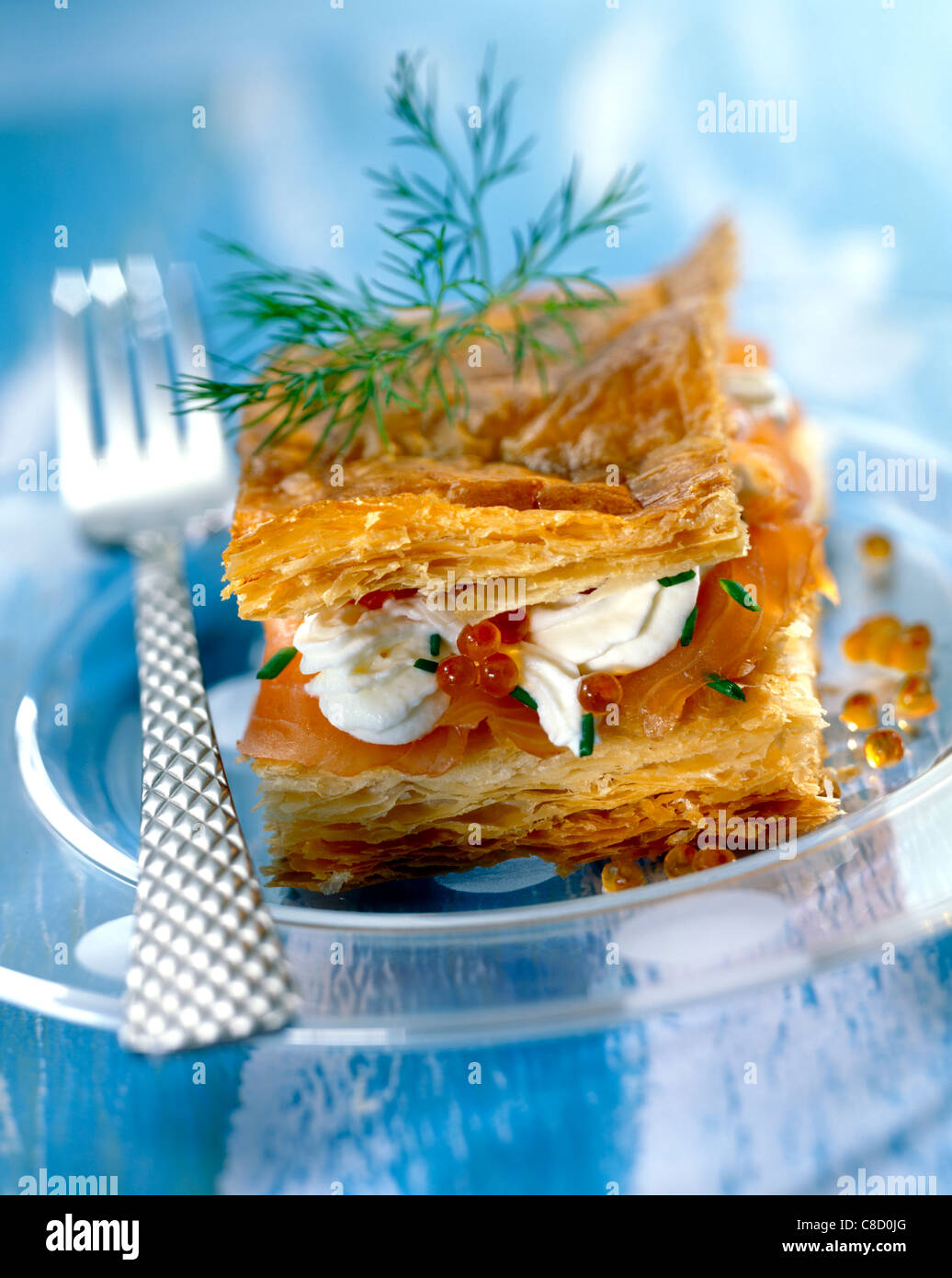 Fish Roe Toast Salmon, lumpfish roe and crème fraîche in flaky pastry Stock Photo - Alamy