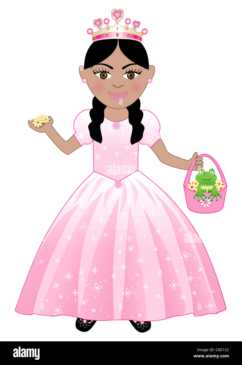 Vector of a cute girl in a Pink Princess Costume Stock Photo - Alamy
