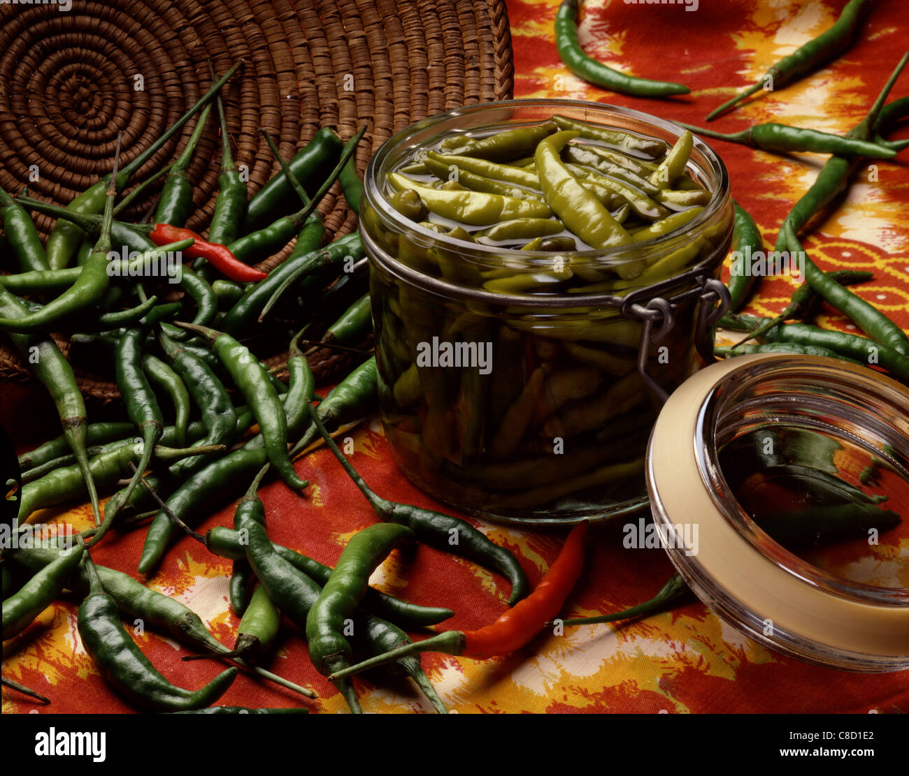 Mexican peppers in vinegar Stock Photo Alamy