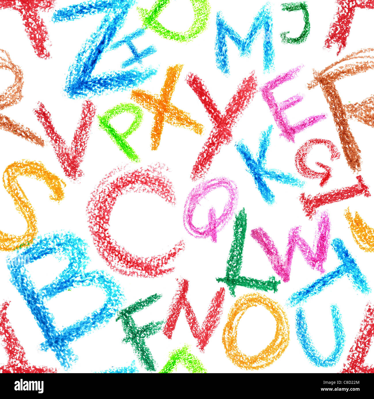 Seamless pattern - Crayon alphabet over white background Stock Photo - Alamy