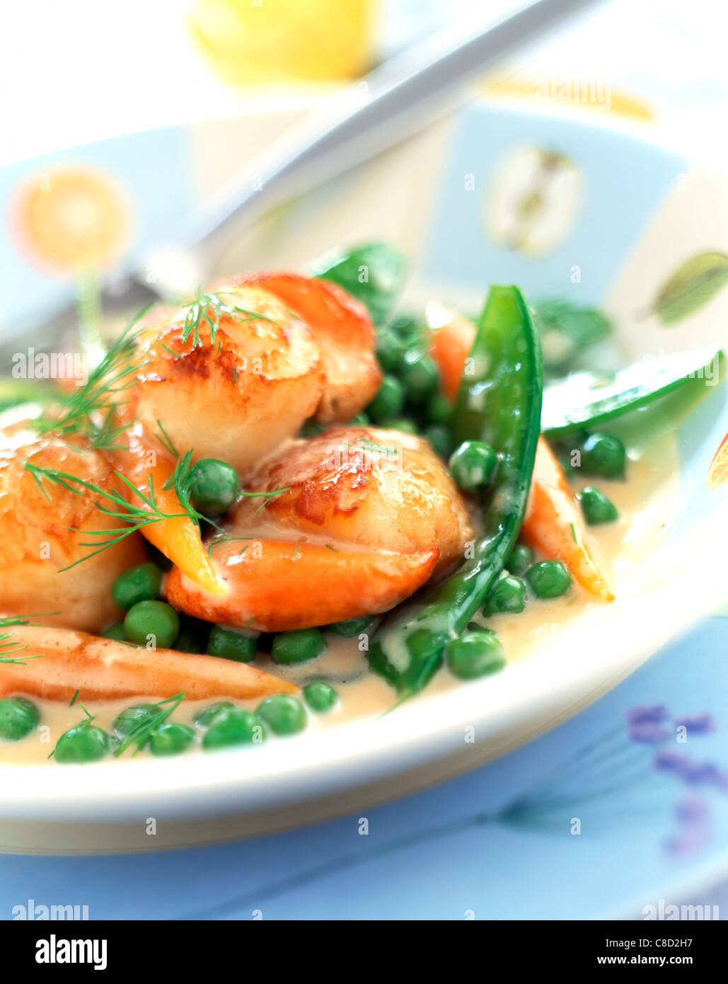 scallops and mixed vegetables Stock Photo Alamy