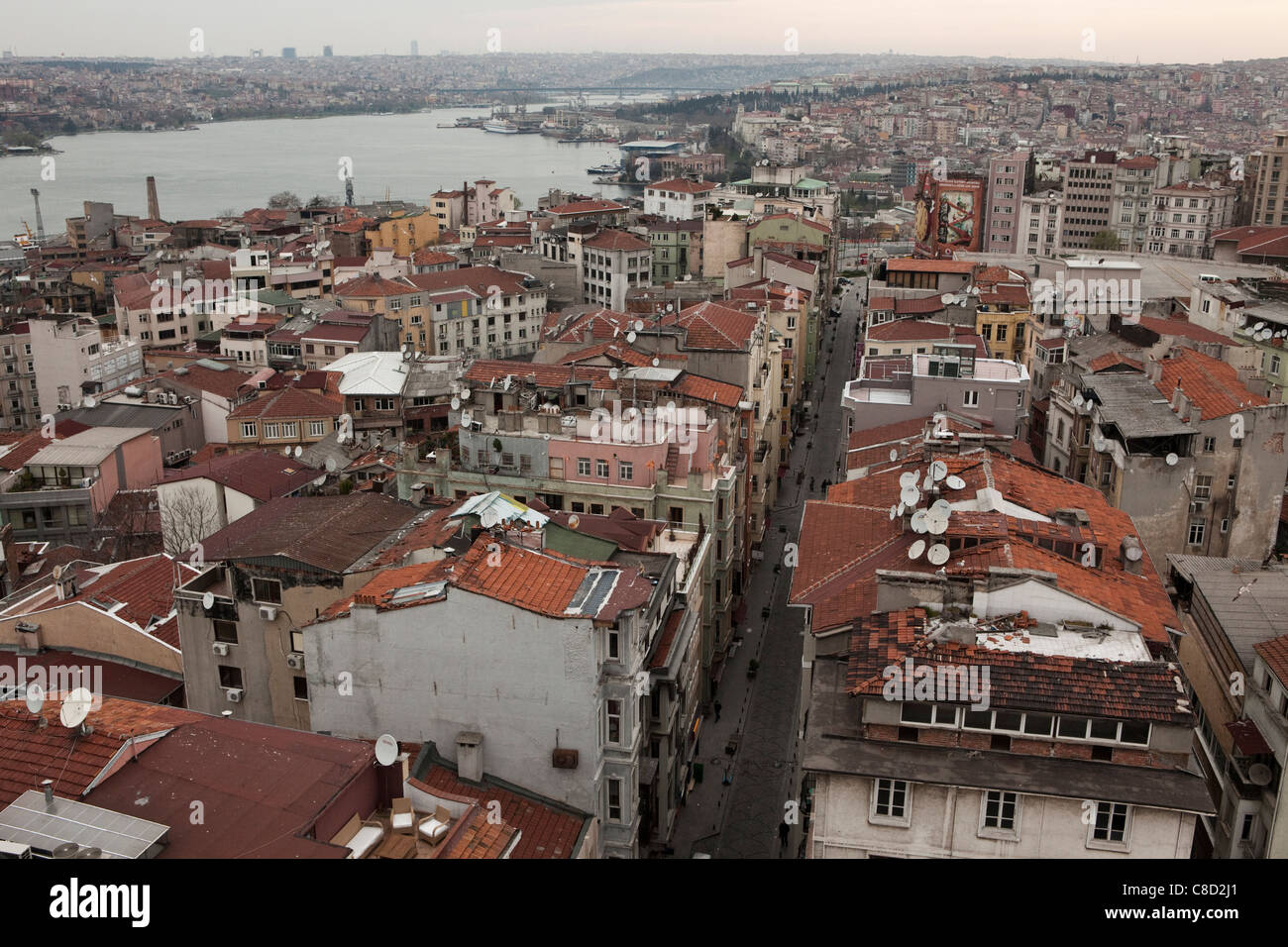 View of Beyoğlu neighborhood from Galata tower - Istanbul, Turkey. Stock Photo