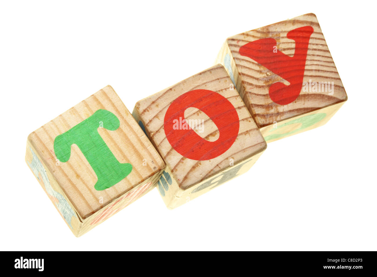 Word TOY on the child blocks isolated over white background Stock Photo