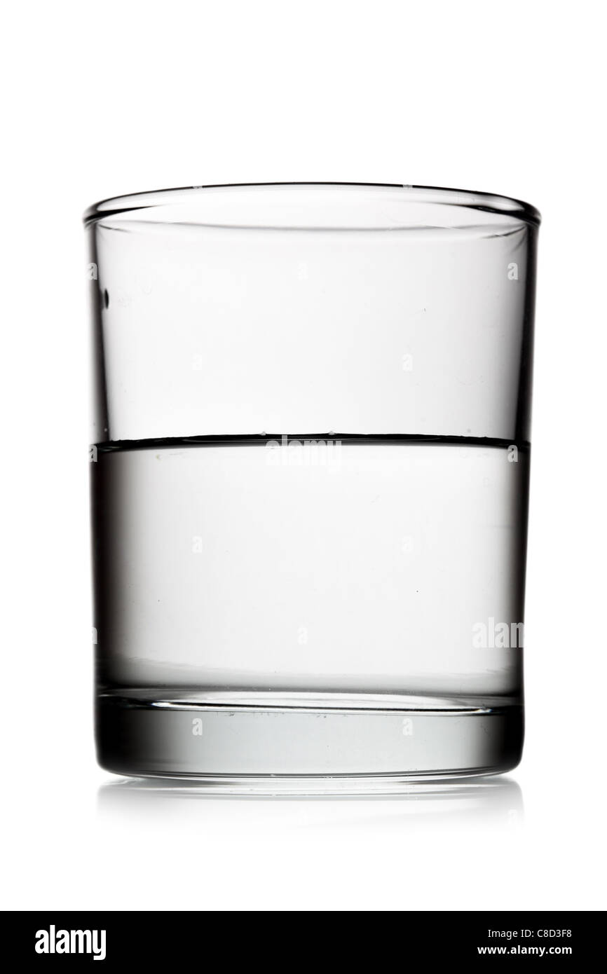 Half glass of water isolated over white background Stock Photo