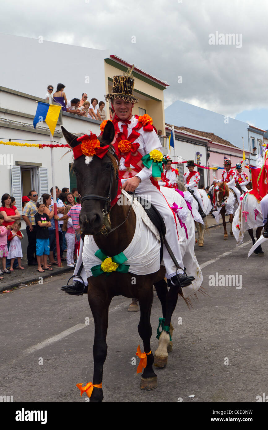 Horse parade during the Saint Peter festival (Festas de São Pedro) in Ribeira Grande, São Miguel island, Azores. Stock Photo