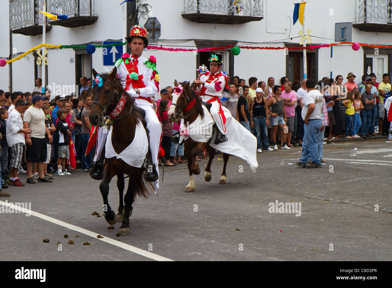 Horse parade during the Saint Peter festival (Festas de São Pedro) in Ribeira Grande, São Miguel island, Azores. Stock Photo