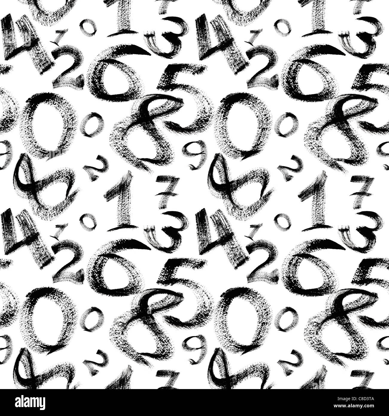 Seamless pattern - Black numbers over white background Stock Photo