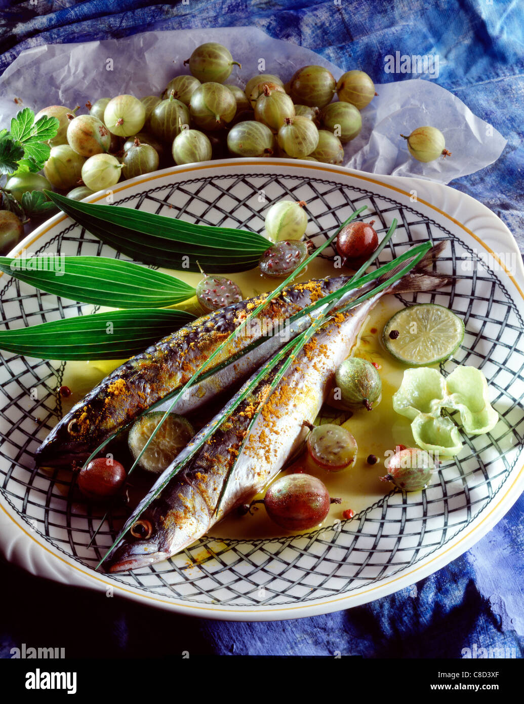 Mackerel with gooseberries Stock Photo Alamy