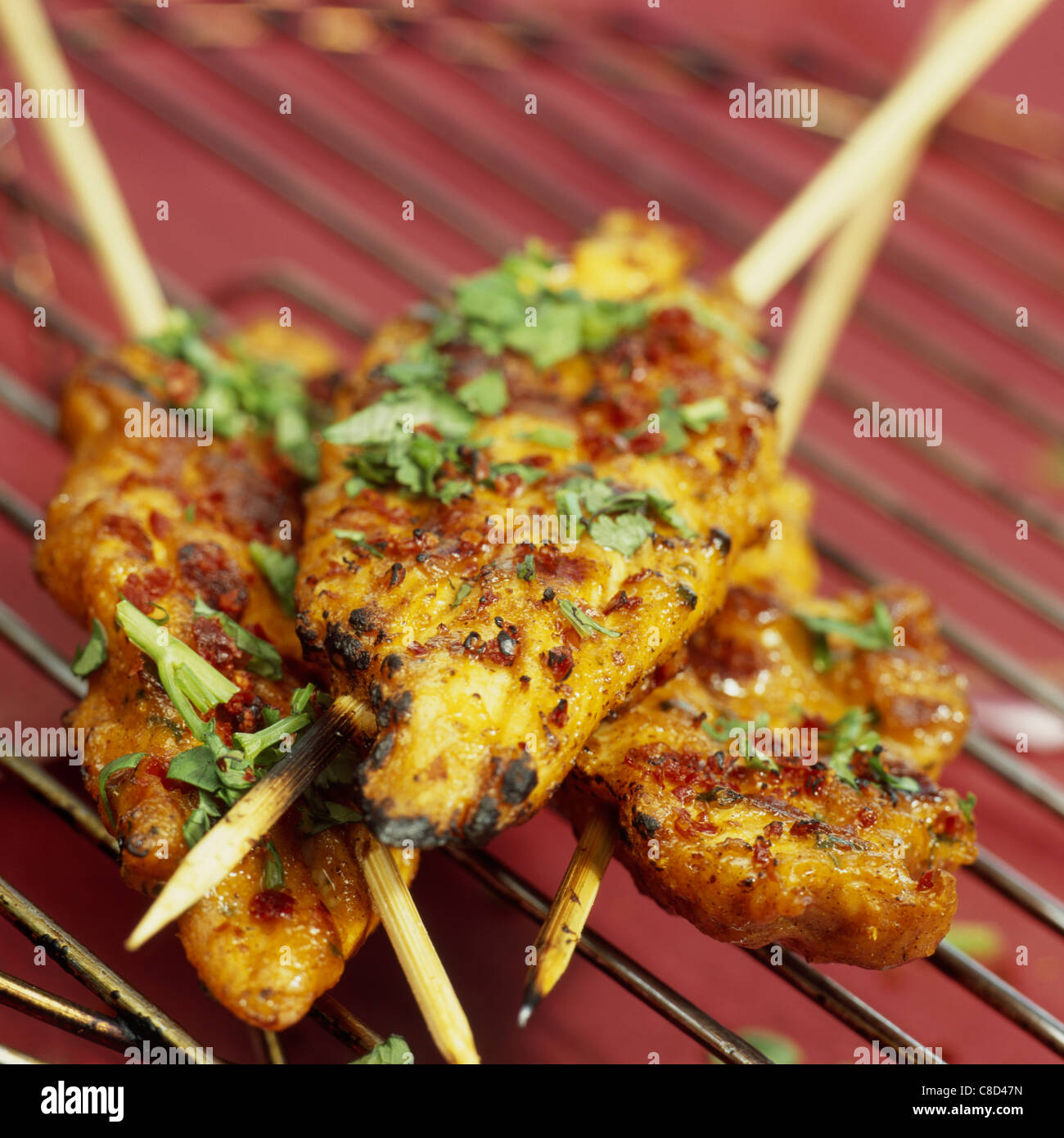 Chicken satay skewers Stock Photo Alamy