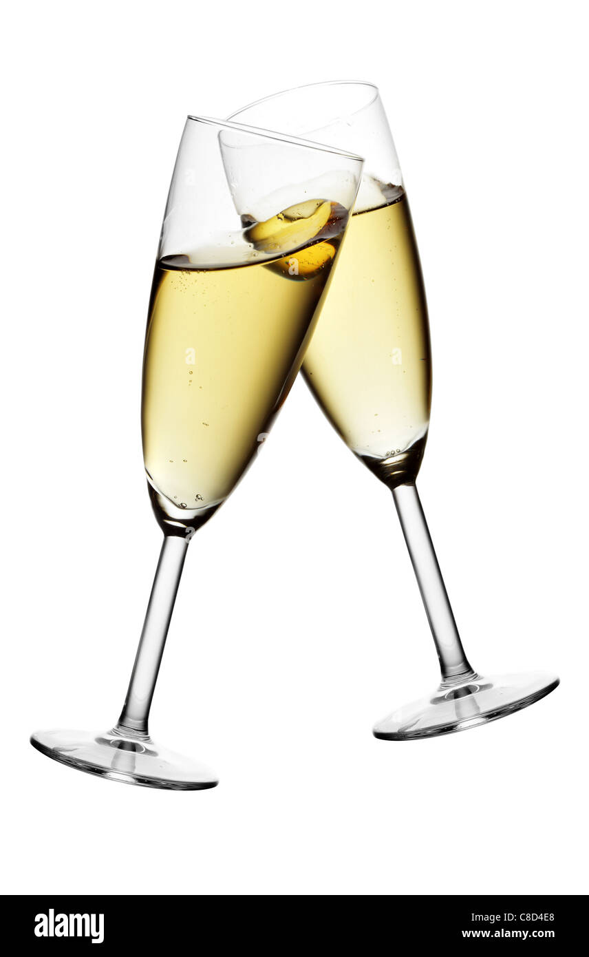 Glasses of champagne isolated over white background Stock Photo