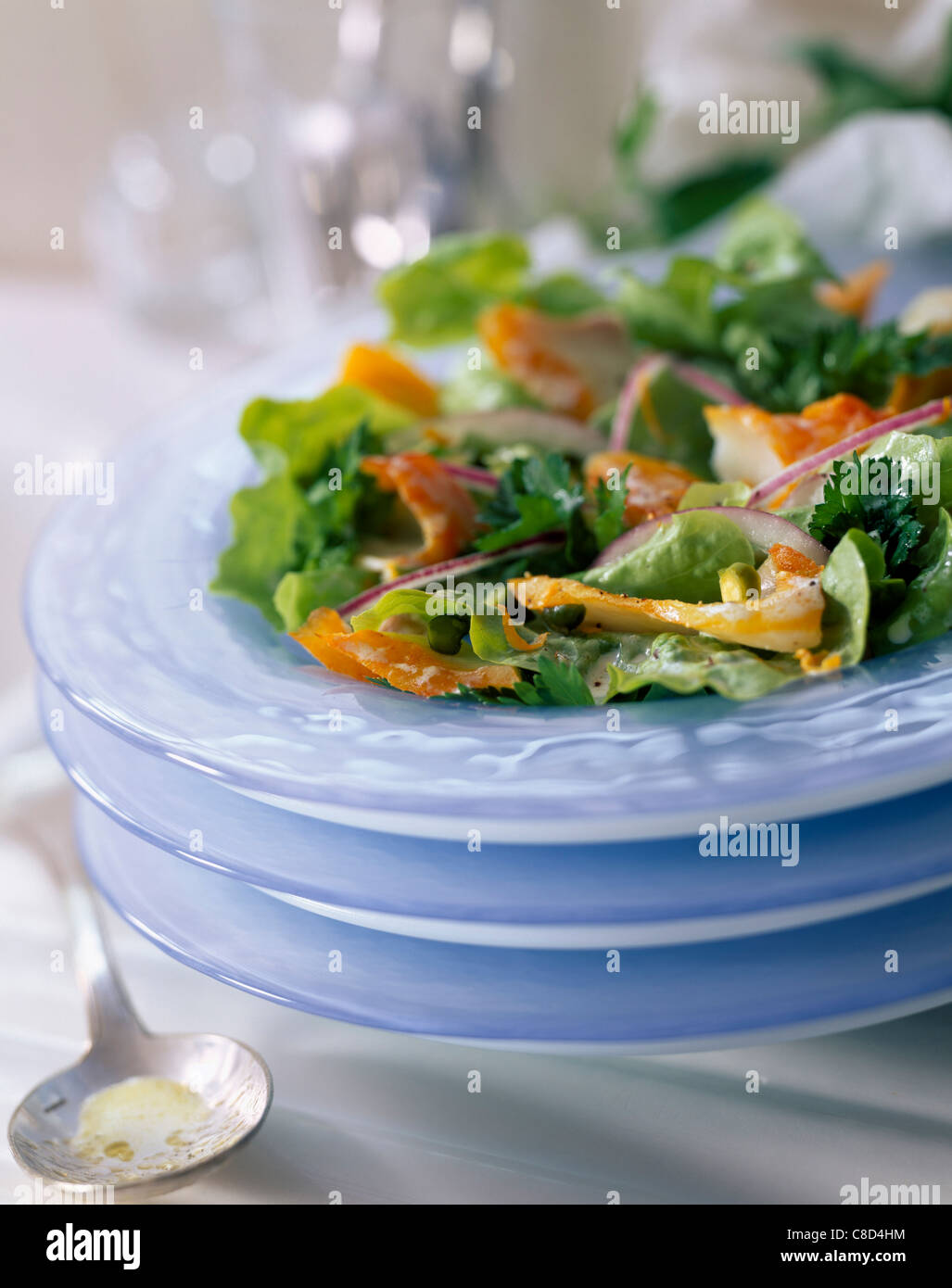 Haddock salad with flat leaved parsley Stock Photo Alamy