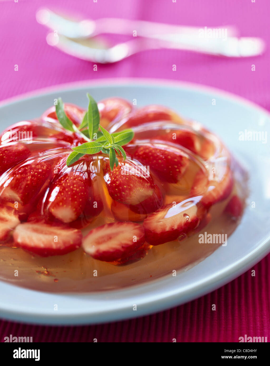 Strawberries in Muscatel jelly Stock Photo