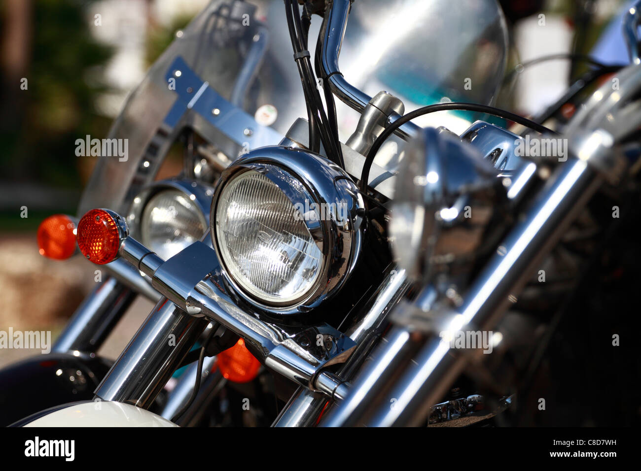 Custom motorbikes, headlight detail Stock Photo