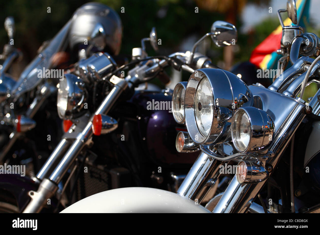 Custom bike, headlight detail Stock Photo