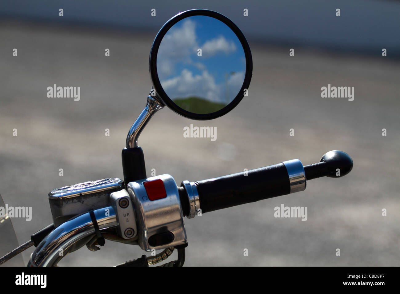 Custom bike, mirror detail Stock Photo Alamy