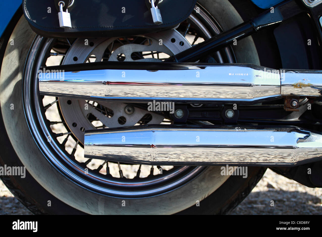 Harley Davidson, exhaust detail Stock Photo