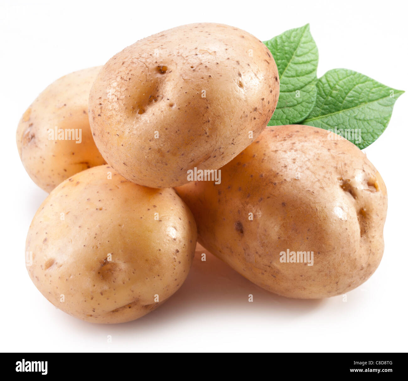 Potatoes on a white background. Stock Photo