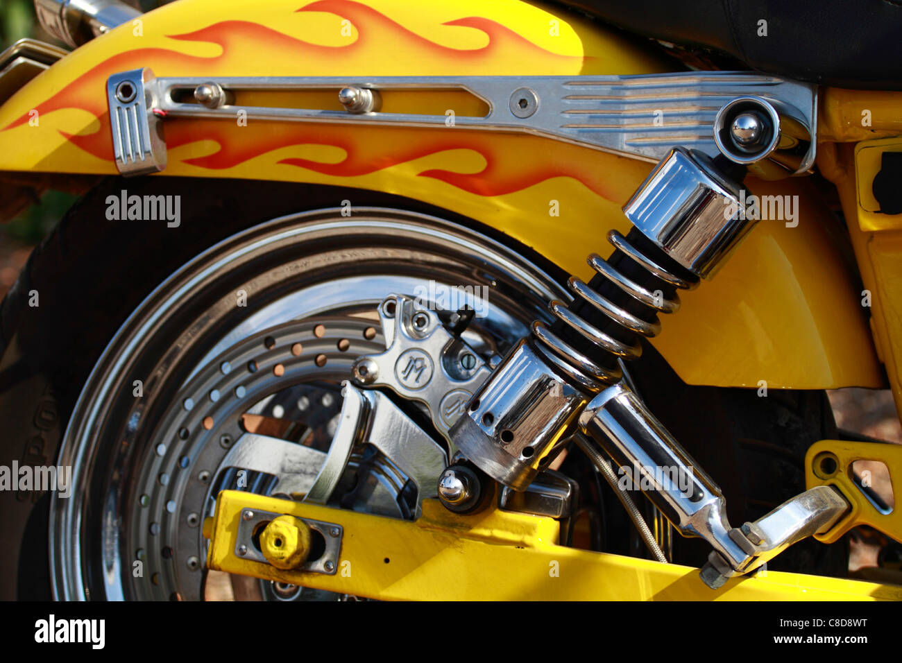Custom bike, rear wheel detail Stock Photo