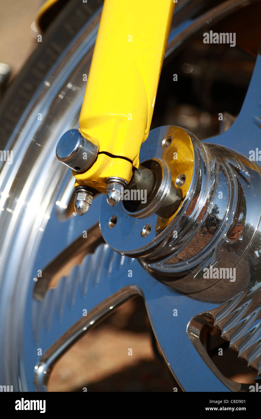 Custom bike, wheel and fork detail Stock Photo