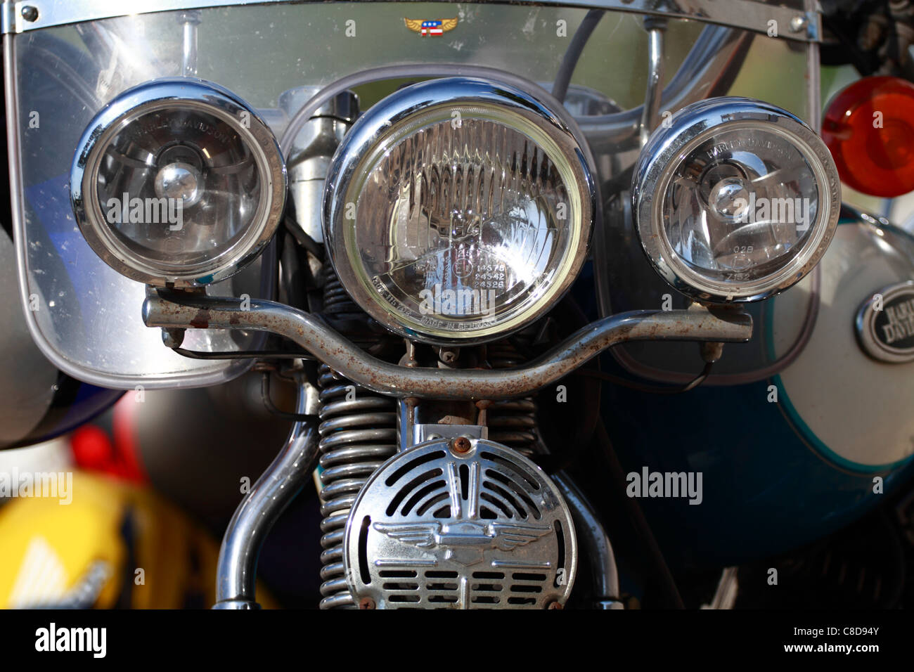 Harley Davidson, headlight detail Stock Photo