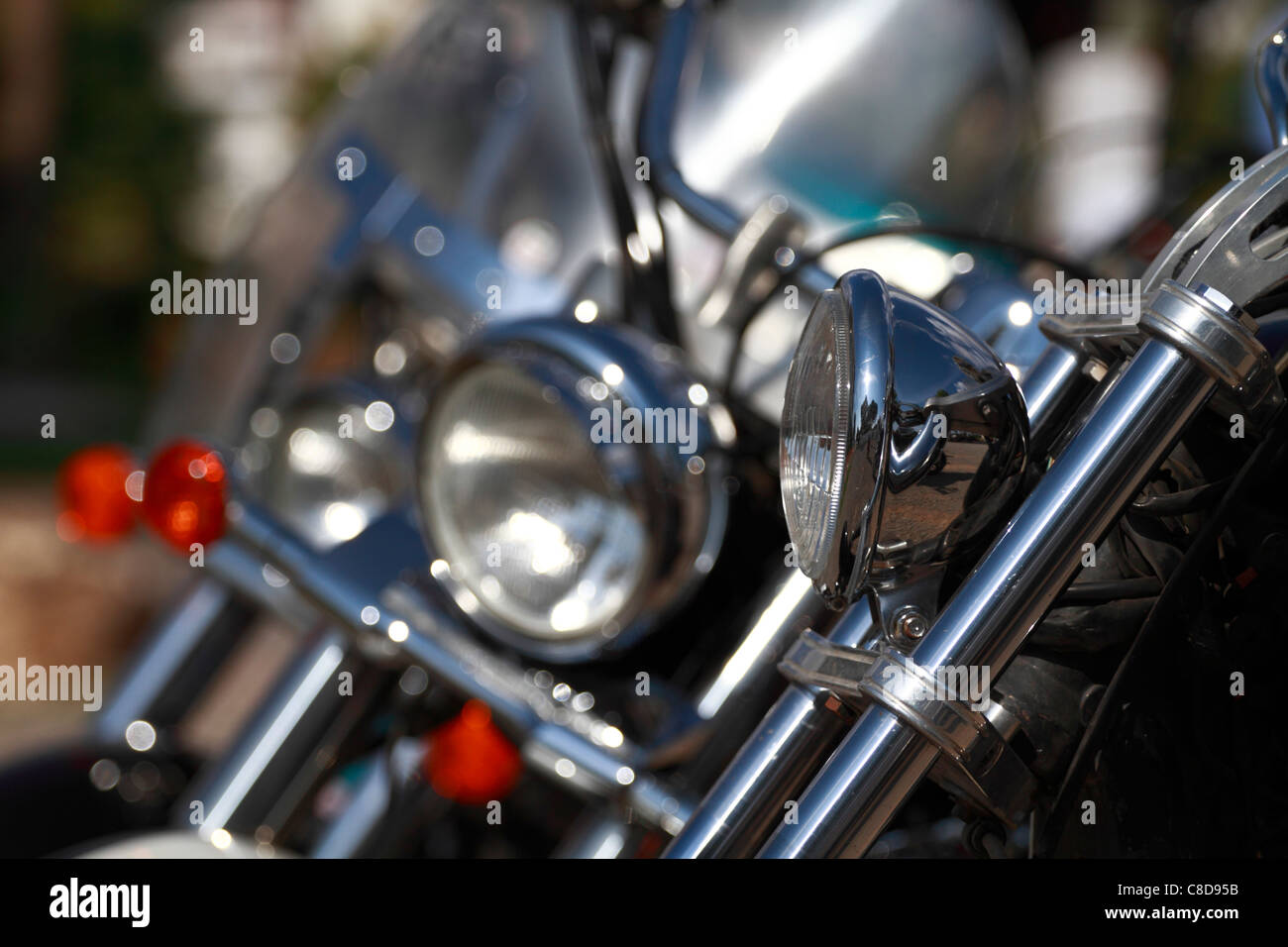 Custom bike, headlight detail Stock Photo