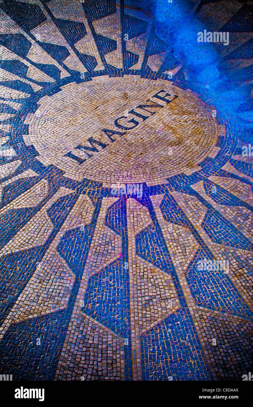 Strawberry Fields Imagine memorial to Beatle John Lennon, surrealistic, swirl, swirling, symbolic, texture, time, vivid, vibrant Stock Photo