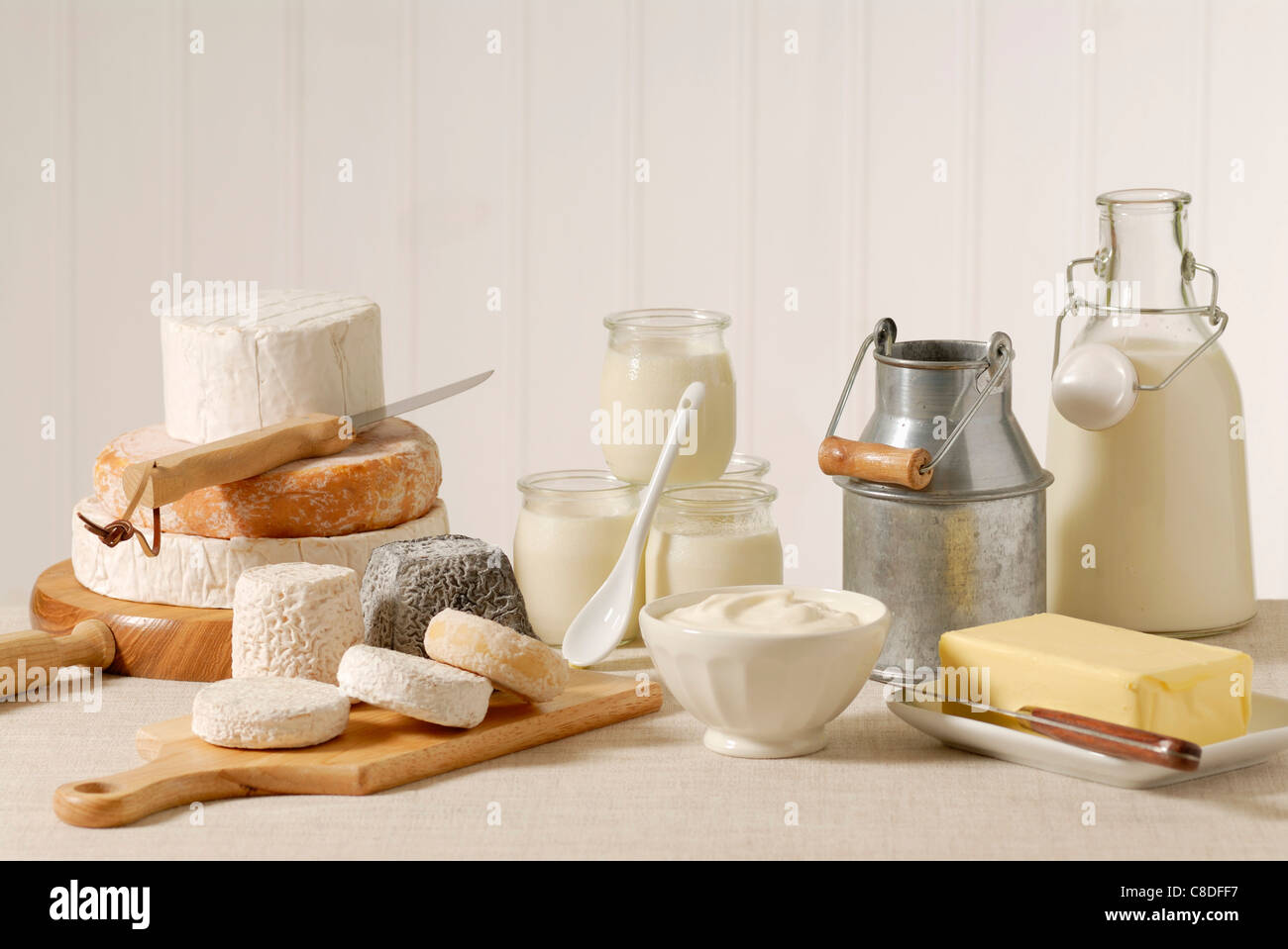 Selection of dairy products Stock Photo