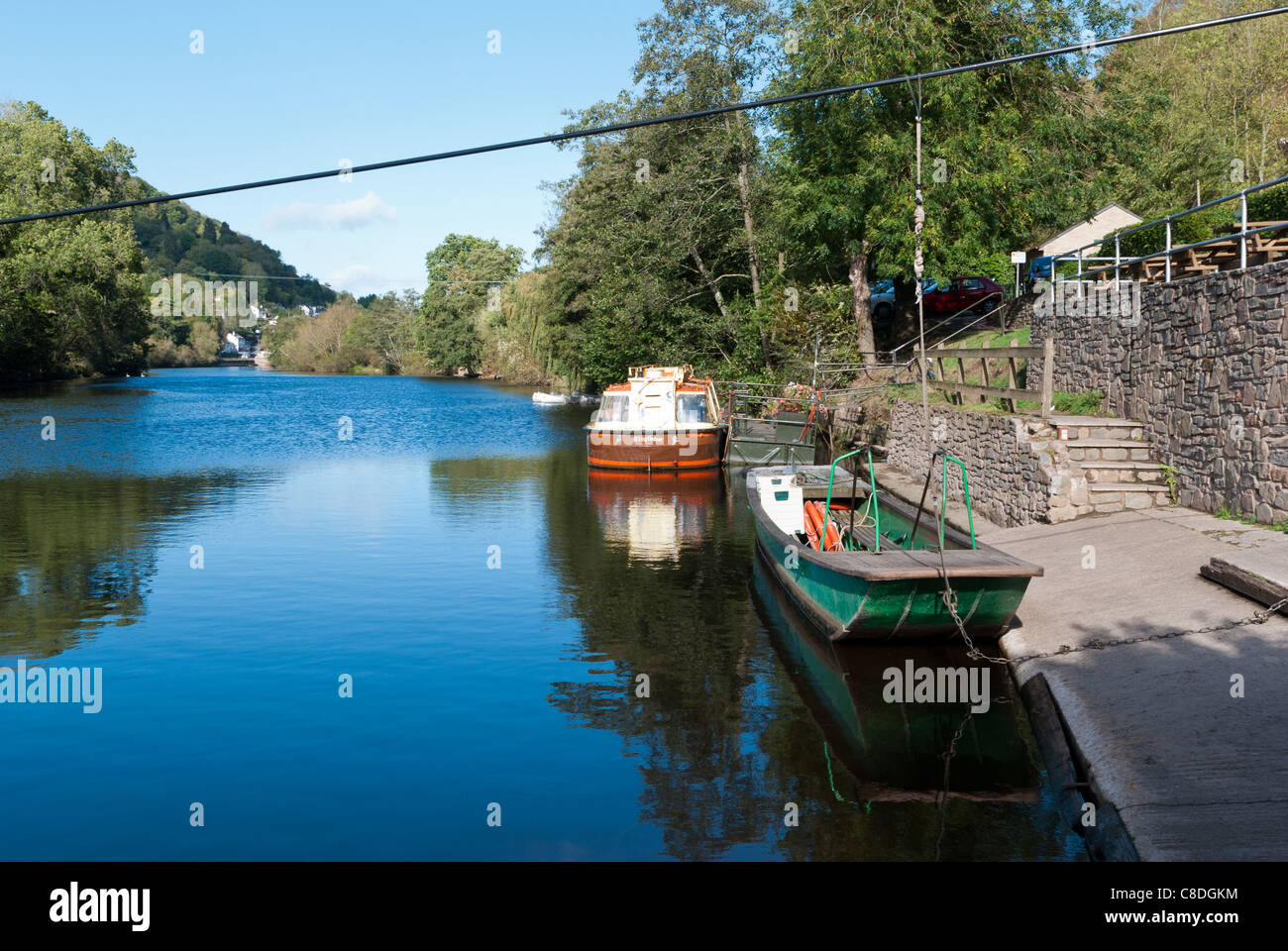 Symonds Yat ancient hand ferry on the river wye in herefordshire, UK