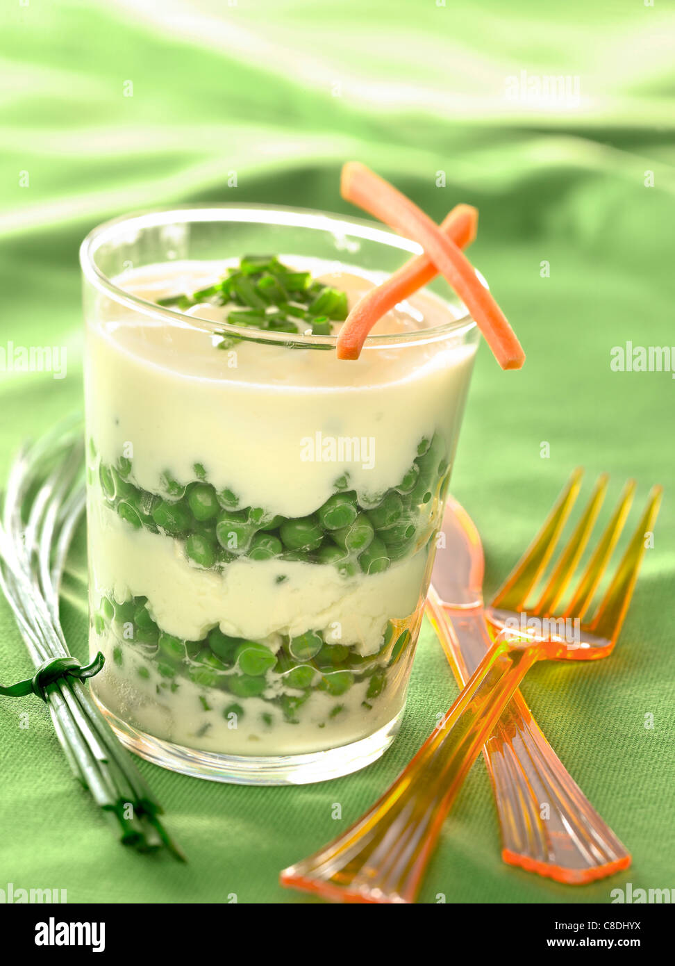 Fromage frais and pea verrine Stock Photo - Alamy