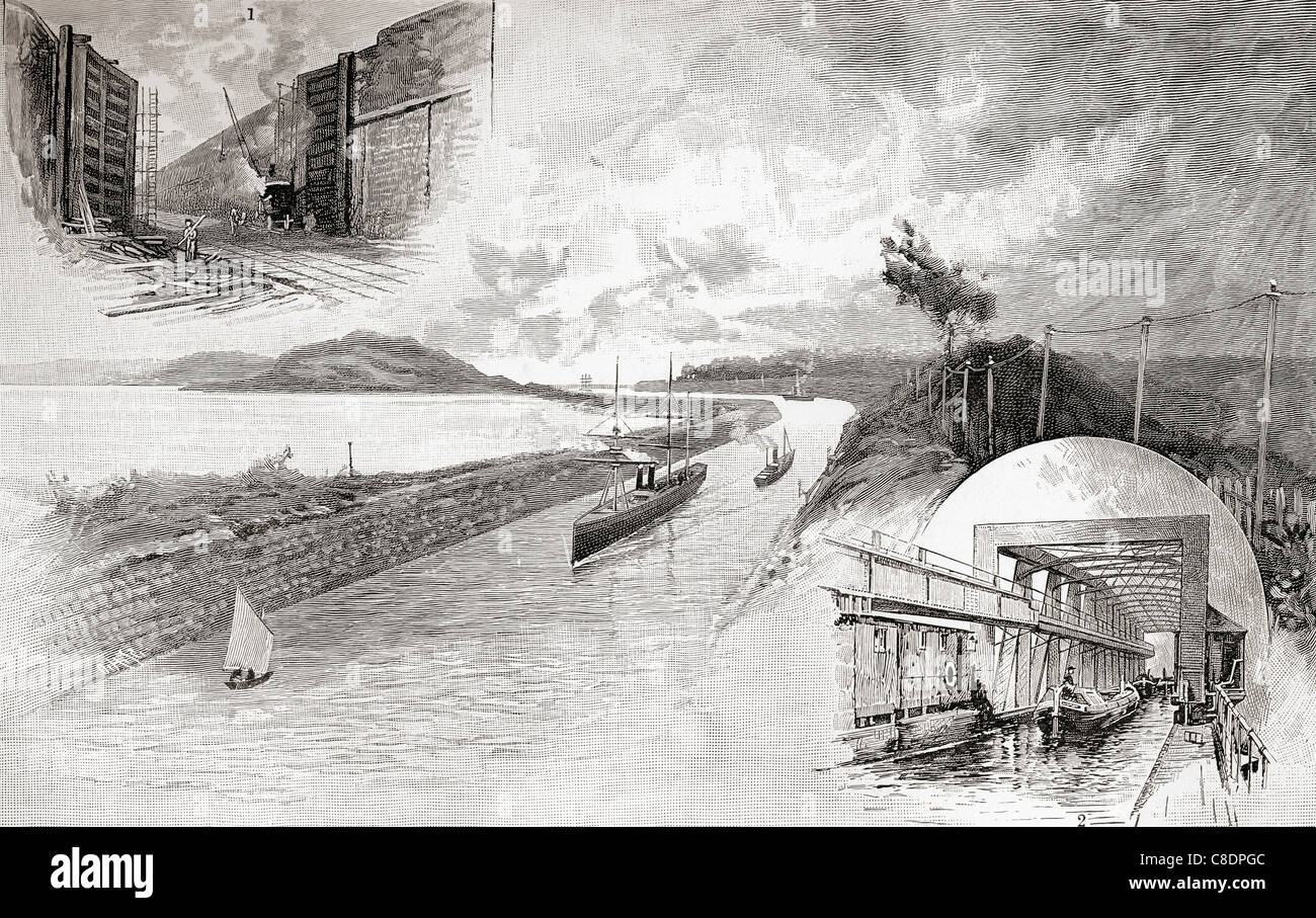 The Manchester Ship Canal, England in the late 19th century. Stock Photo