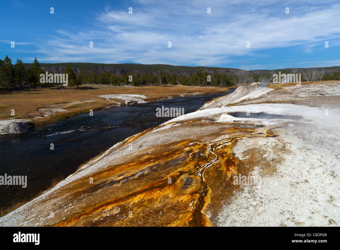 This is an image taken in the area around Old Faithful Geyser. Stock Photo