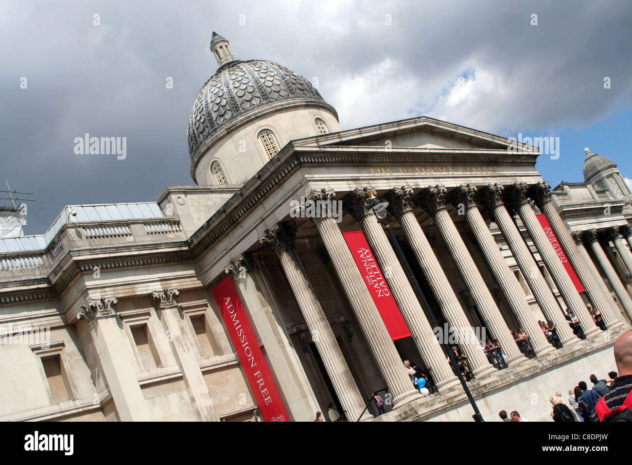 The National Gallery museum, Trafalgar Square, London, England, UK. The  building was designed by William Wilkins from 1832–8. Stock Photo