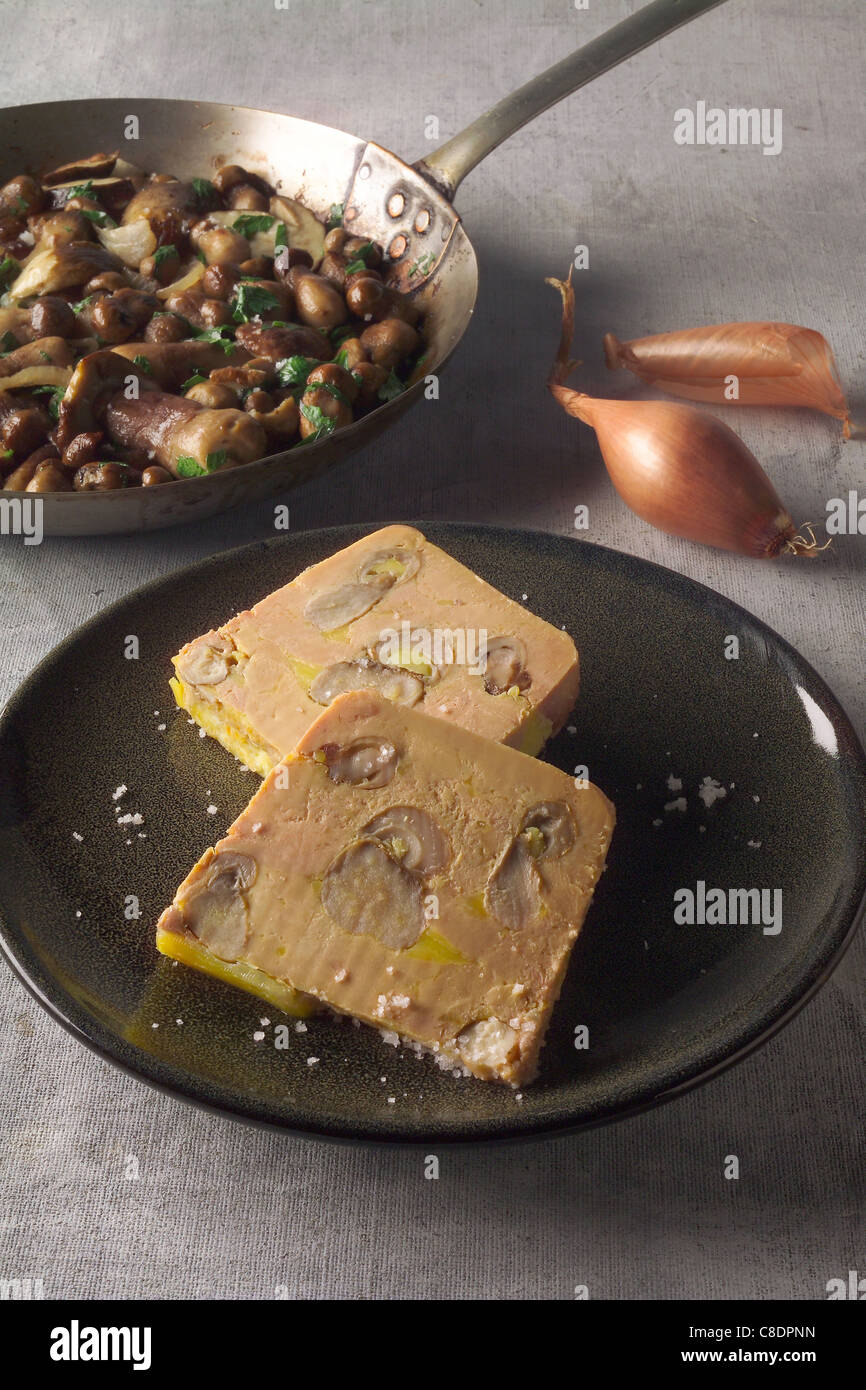 Mushroom and Foie gras terrine Stock Photo