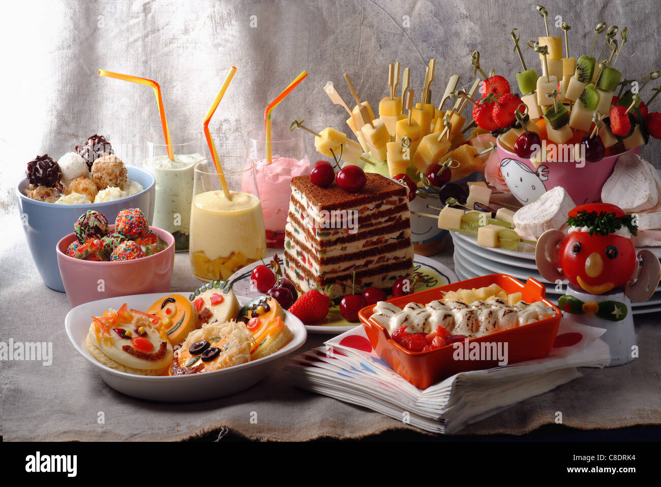 Children's buffet with a selection of cheese dishes Stock Photo - Alamy