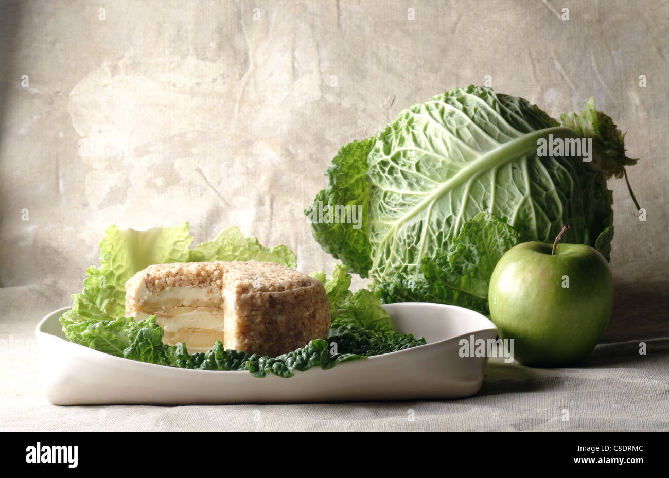 Camembert and apple Millefeuille Stock Photo Alamy